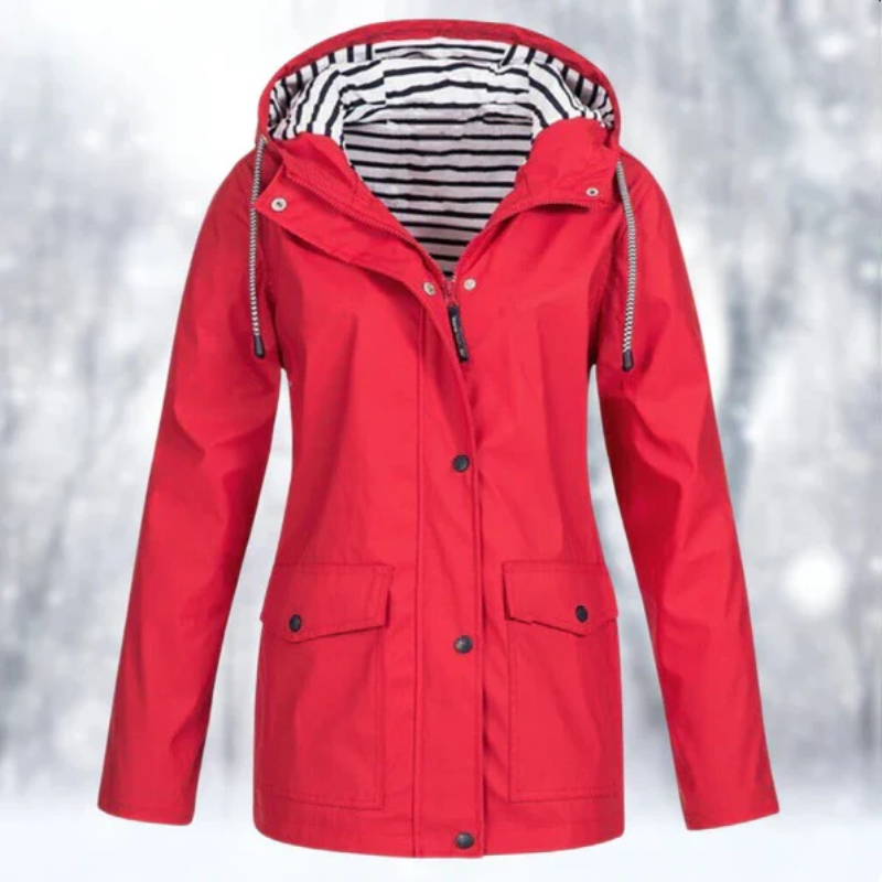 ModeGeist | Damen Frühling Winddicht Regenjacke mit Gestreiftem Futter