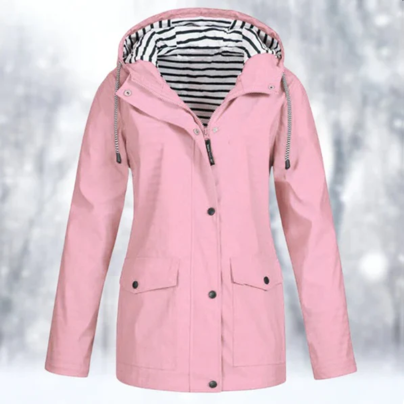 ModeGeist | Damen Frühling Winddicht Regenjacke mit Gestreiftem Futter