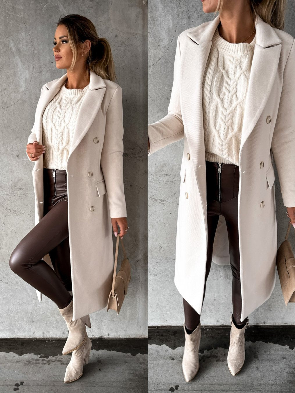 ModeGeist | Eleganter Wollmantel mit Doppelknopfverschluss Warm und Sofistiziert Perfekt für Herbst und Winter