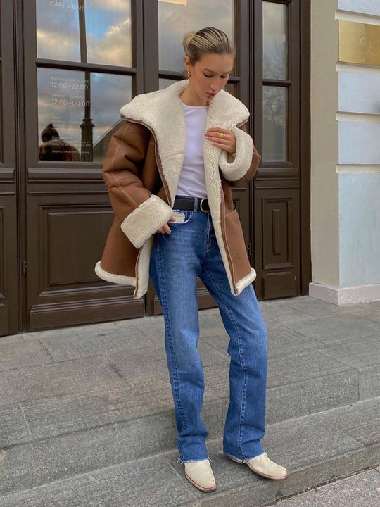 ModeGeist | Warmer Mantel mit Fell
