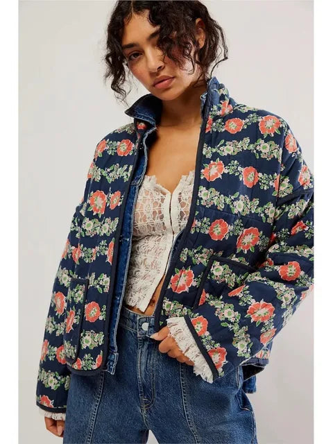 ModeGeist | Jacke Frauen Vintage Blumenmuster