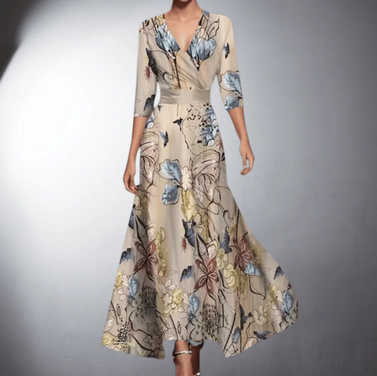 MODEGEIST Damen Maxi-Kleid Blumenmuster Fließend