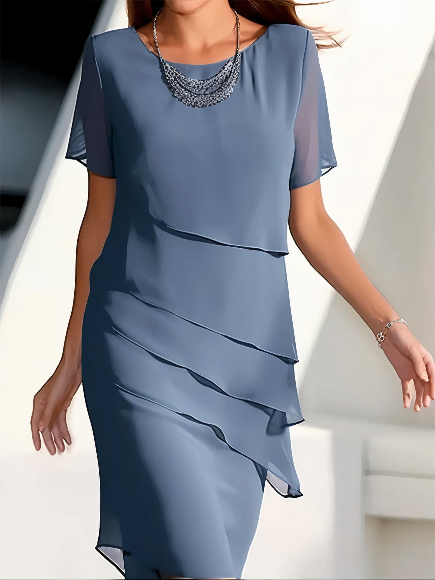 Plissiertes Chiffonkleid Nadine