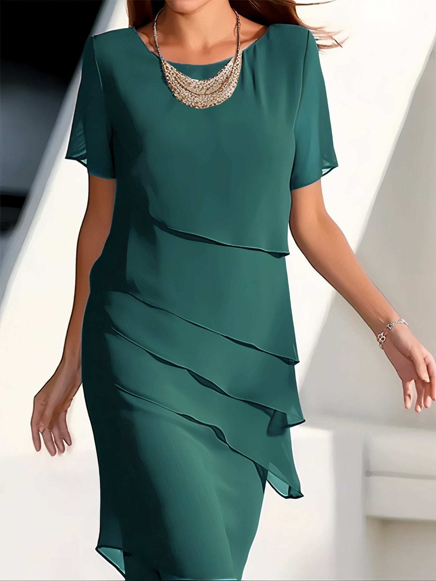 Plissiertes Chiffonkleid Nadine