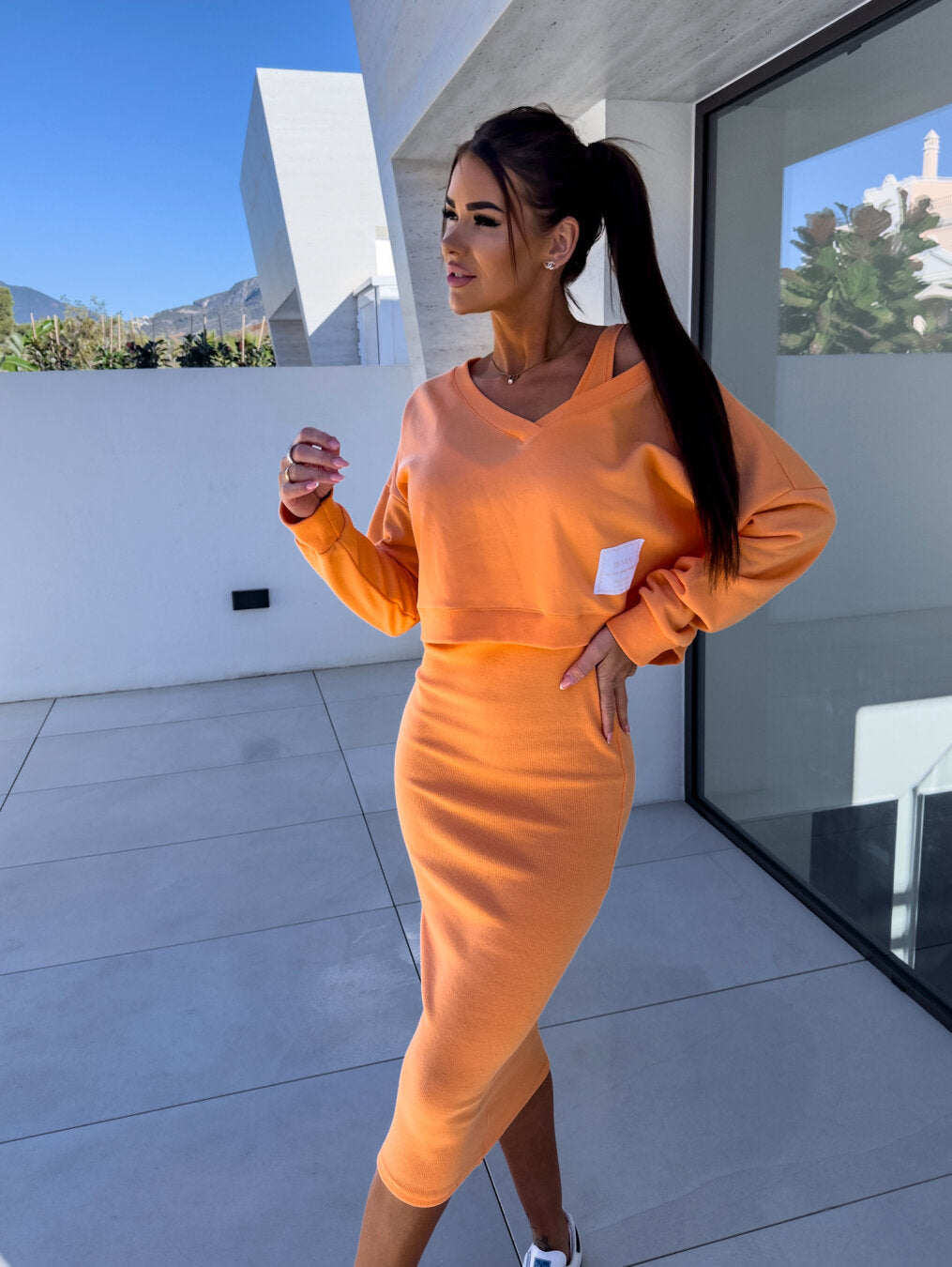 Fudus Damen-Set: Elegantes & bequemes Sweatshirt und Kleid