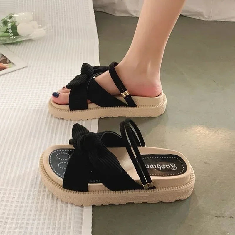 Laura® Damen-Sommersandalen mit Schmetterlingsknoten