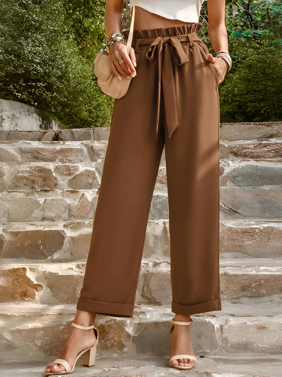 MATHILDA – Lange Hose mit hoher Taille und Kordelzug