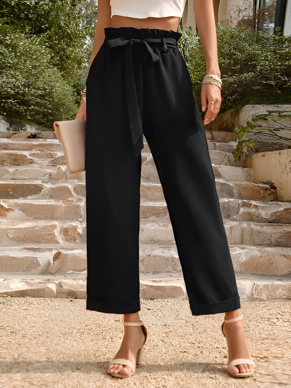 MATHILDA – Lange Hose mit hoher Taille und Kordelzug