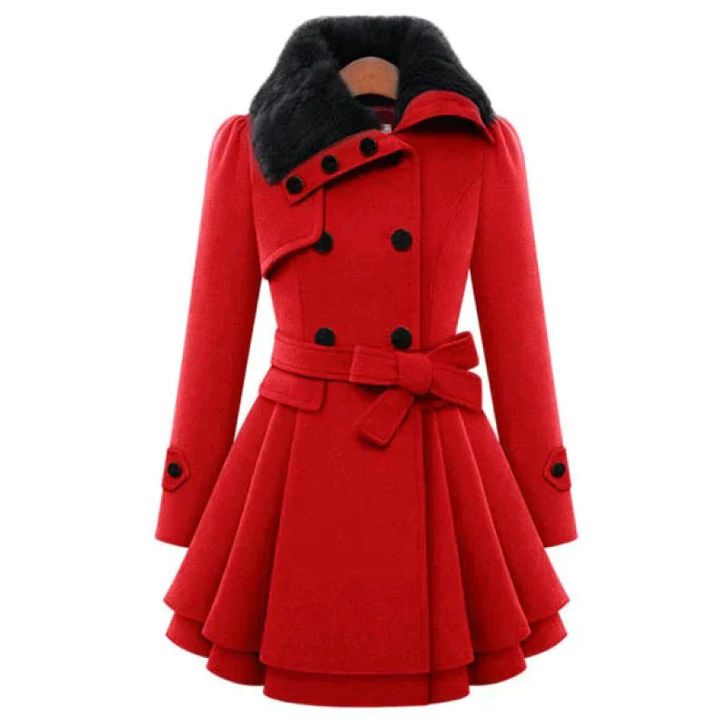 ModeGeist | Stilvoller Damen Trenchcoat Mit Veganem Pelz
