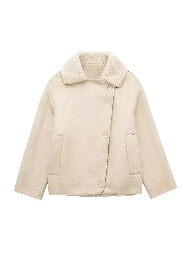 ModeGeist | Weinlese Übergroße Lammfelljacke