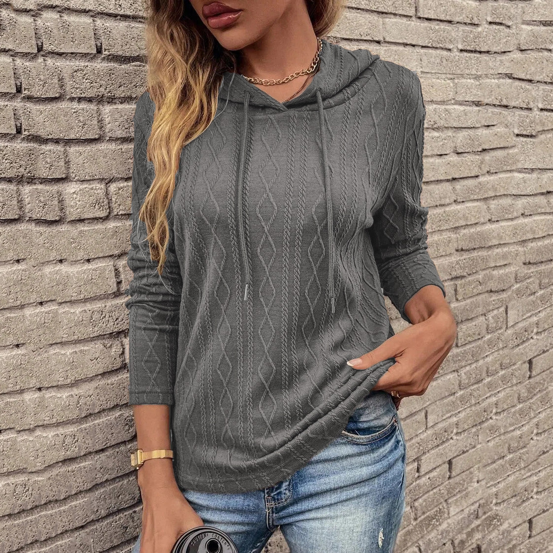 Warmer Strick-Kapuzenpullover für Frauen von Fudus