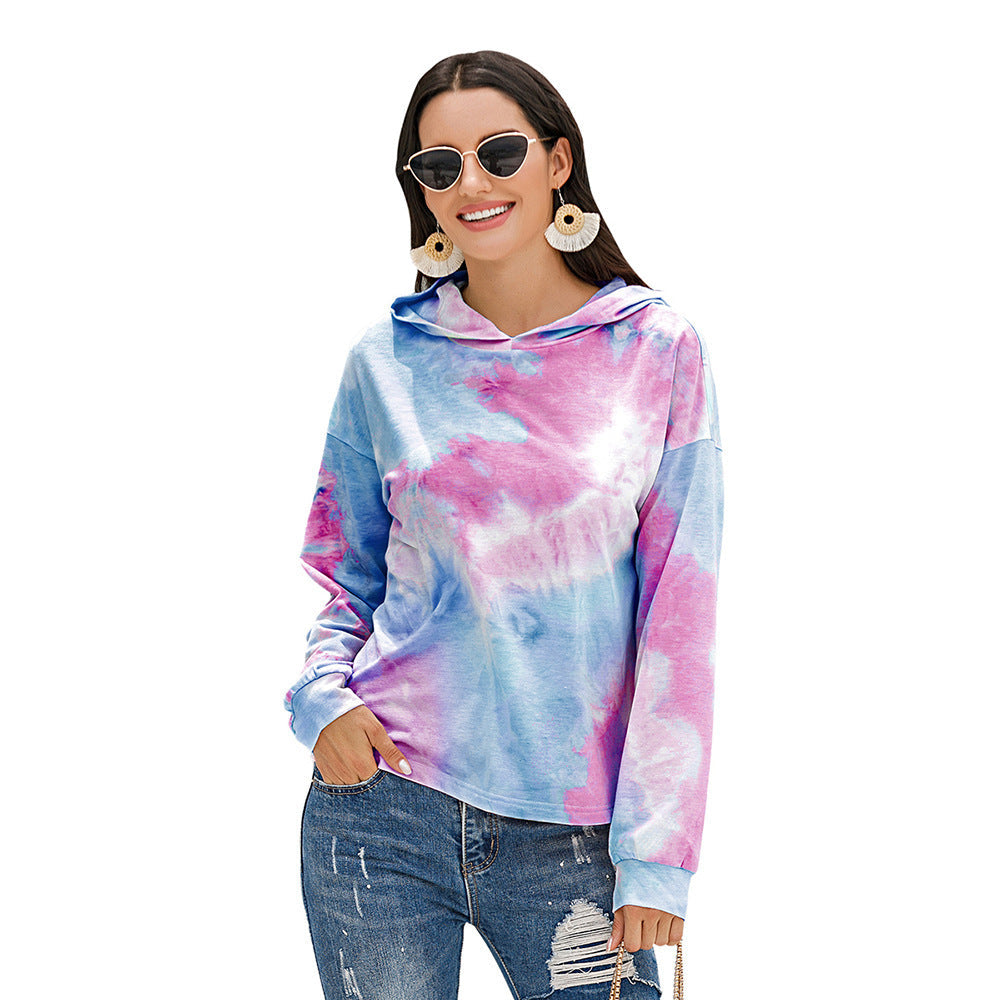 Damen lässiger Kapuzenpullover mit modernem Tie-Dye-Design ModeGeist