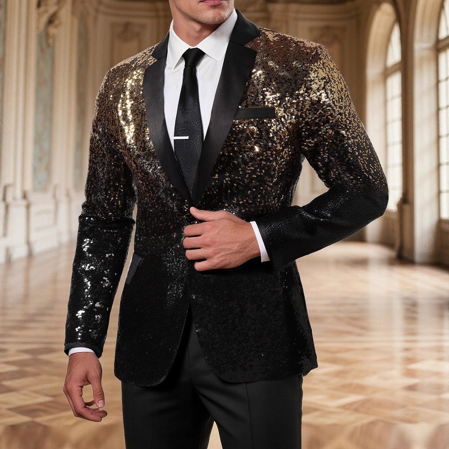 Herren glamouröser Pailletten Blazer ModeGeist