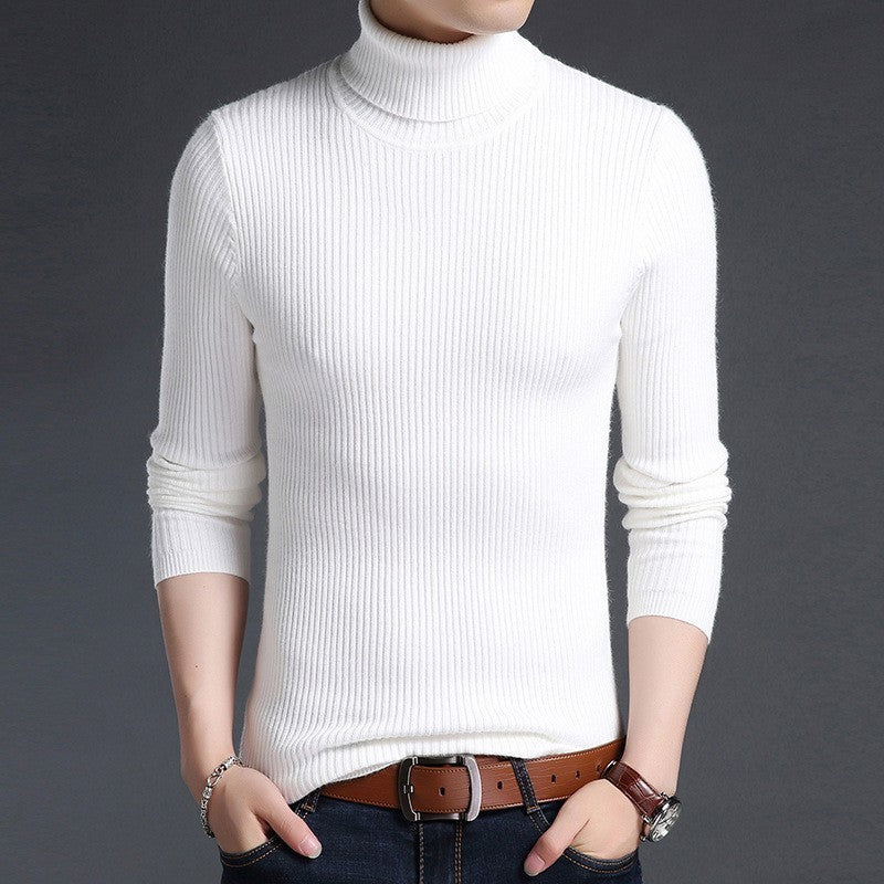 Herren Ripp-Strickpullover mit hohem Kragen und körpernahem Schnitt ModeGeist