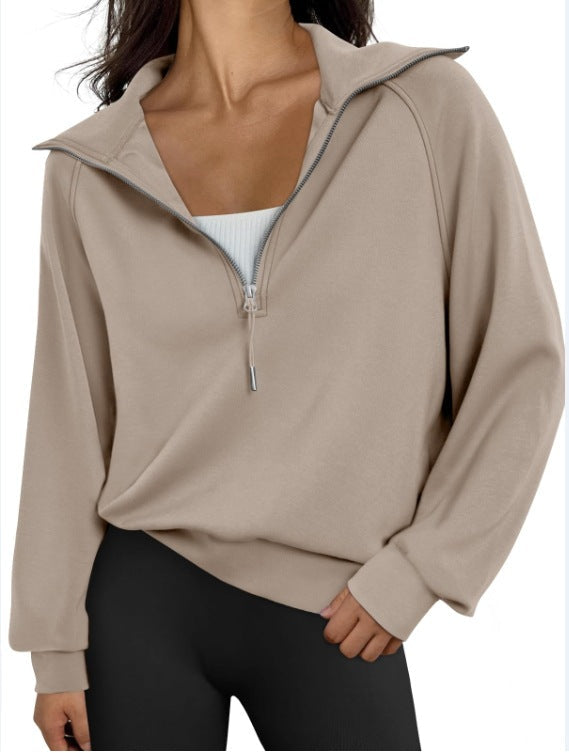 Damen lässiger Sweatpullover mit hohem Kragen und Reißverschluss ModeGeist