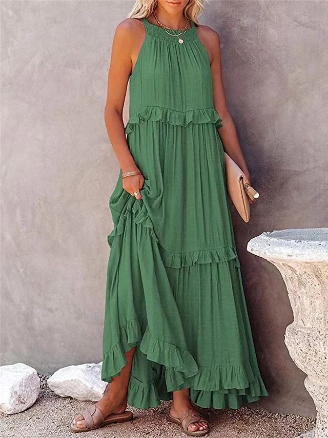 Boho Maxikleid für Damen, sommerlich mit Rüschen von MODEGEIST