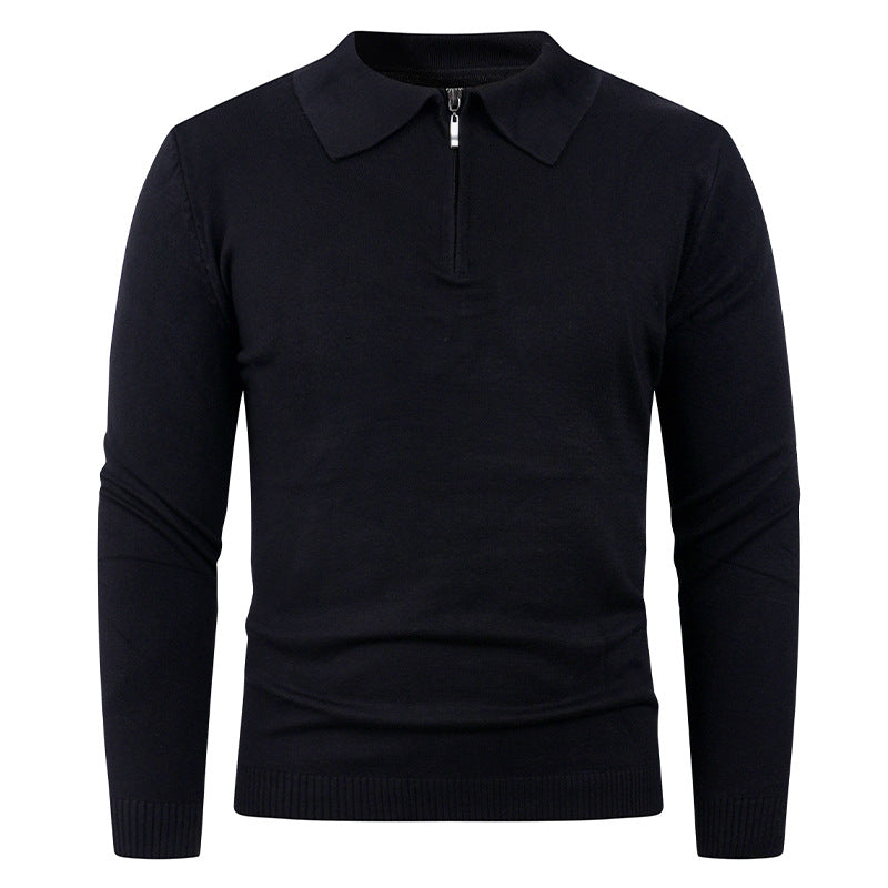 Herren Strickpullover mit halb offenem Kragen und feiner Rippenstruktur ModeGeist