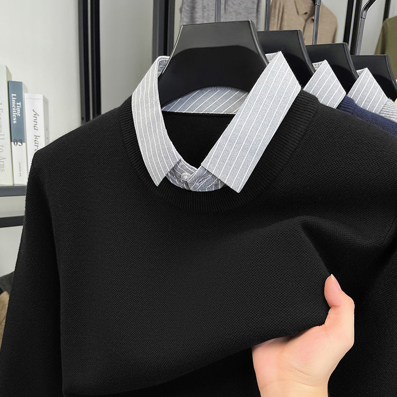 Damen Strickpullover mit integriertem Hemdkragen ModeGeist