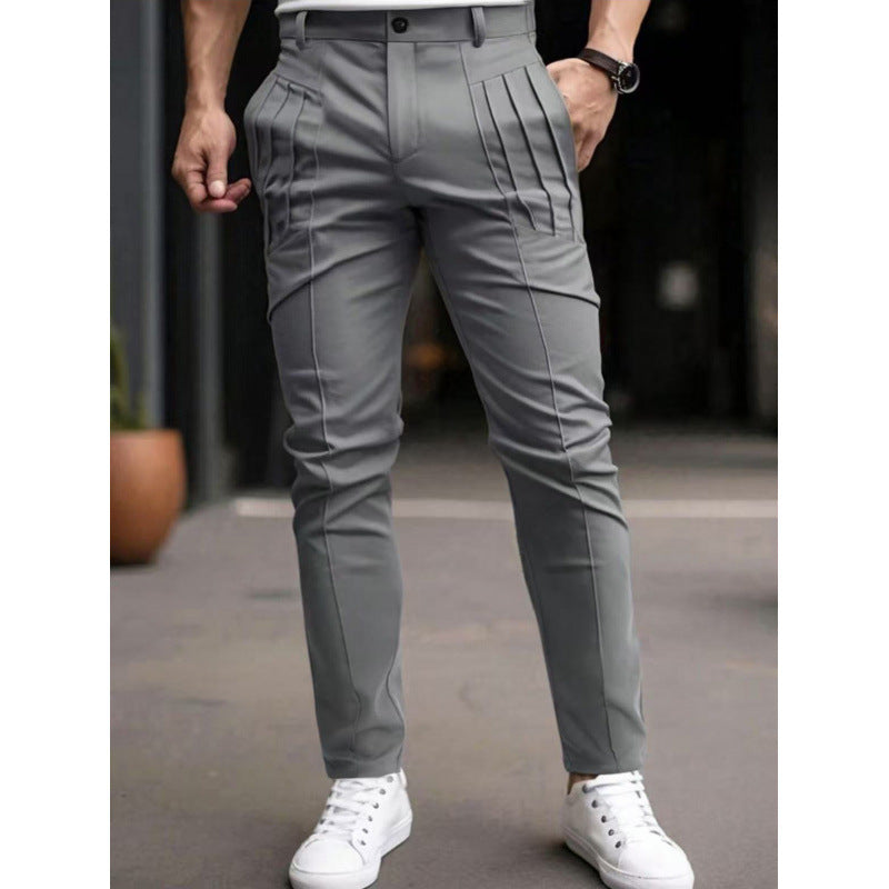 Herren stylische Slim-Fit Anzughose mit plissiertem Design ModeGeist