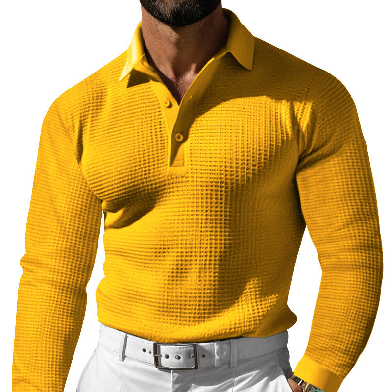 Herren Langarm-Poloshirt mit strukturiertem Design und klassischem Kragen ModeGeist