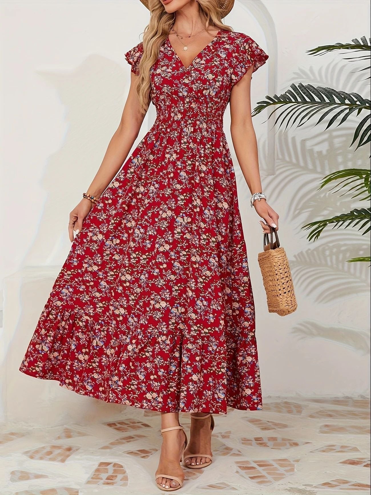 Romantisches Maxikleid mit weitem Rock und Rüschen – MODEGEIST