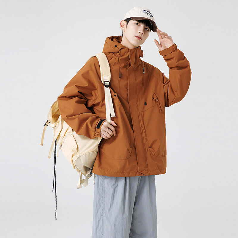 Herren Windbreaker-Jacke mit verstellbarem Kapuzenkragen und praktischen Taschen ModeGeist