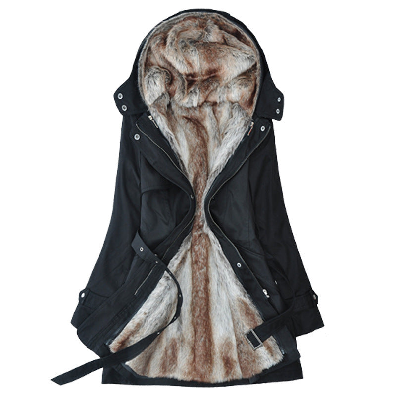 Damen Warm gefütterte Outdoor-Jacke mit Kapuze ModeGeist
