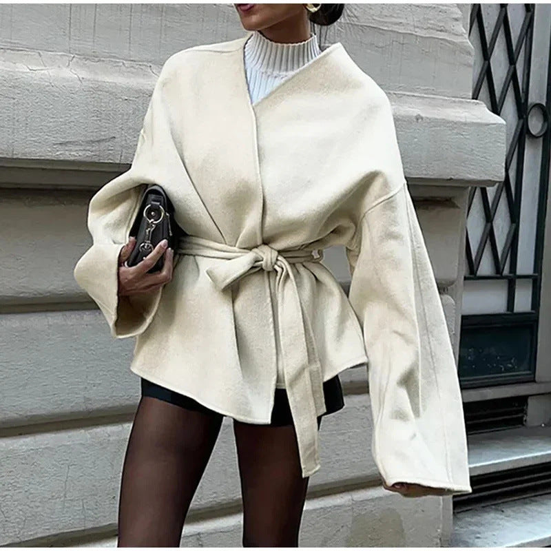 Damen stylische Kimonojacke mit taillierbarem Gürtel ModeGeist