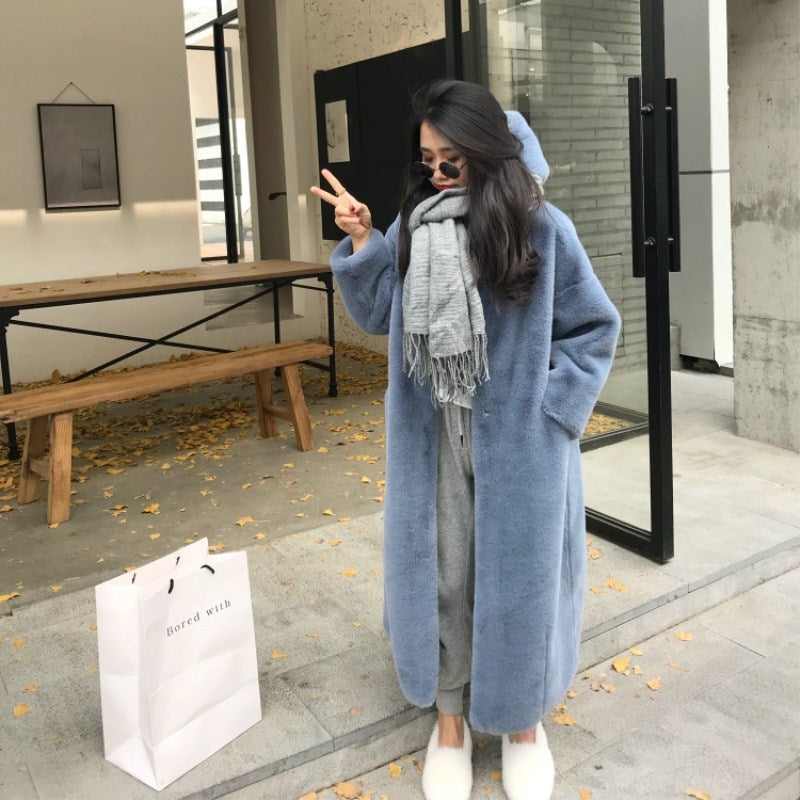 Damen Kuscheliger Oversized-Mantel mit hohem Kragen und Seitentaschen ModeGeist