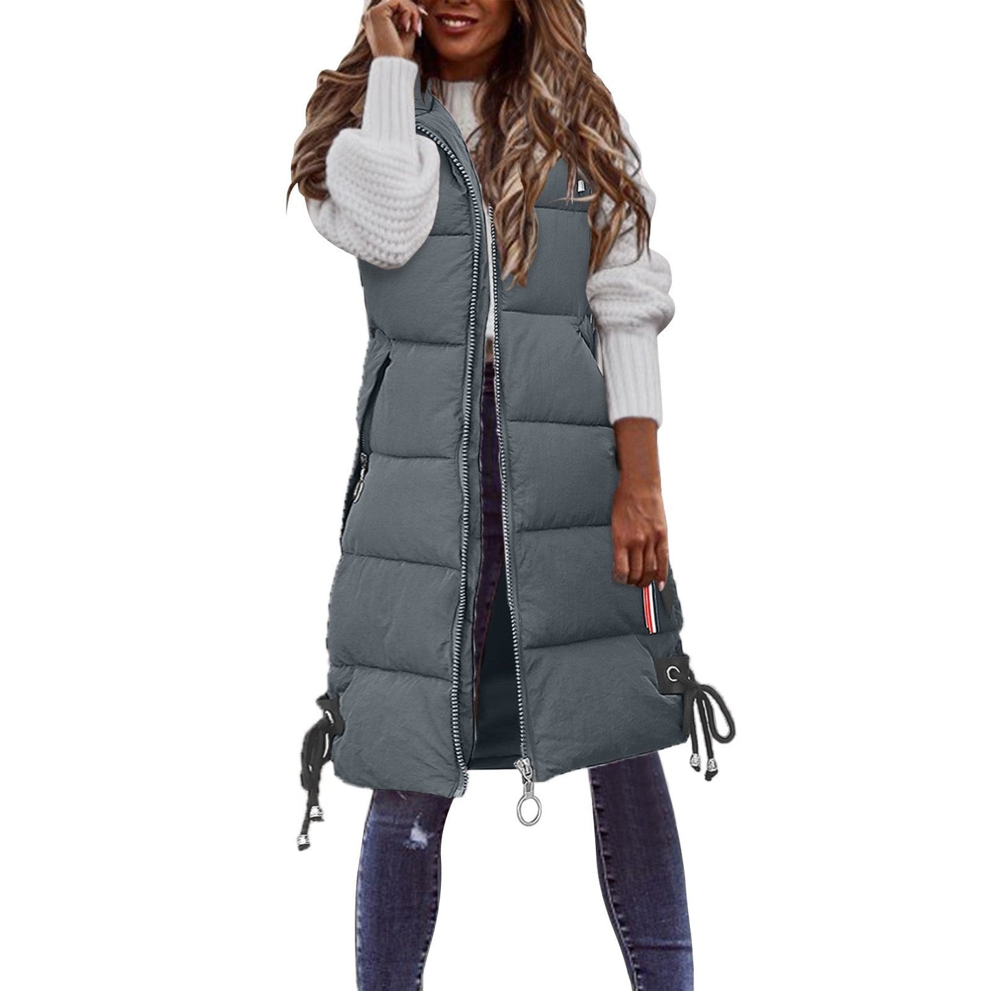 Damen Modische Steppweste mit praktischen Taschen und verstellbarem Gummizug ModeGeist