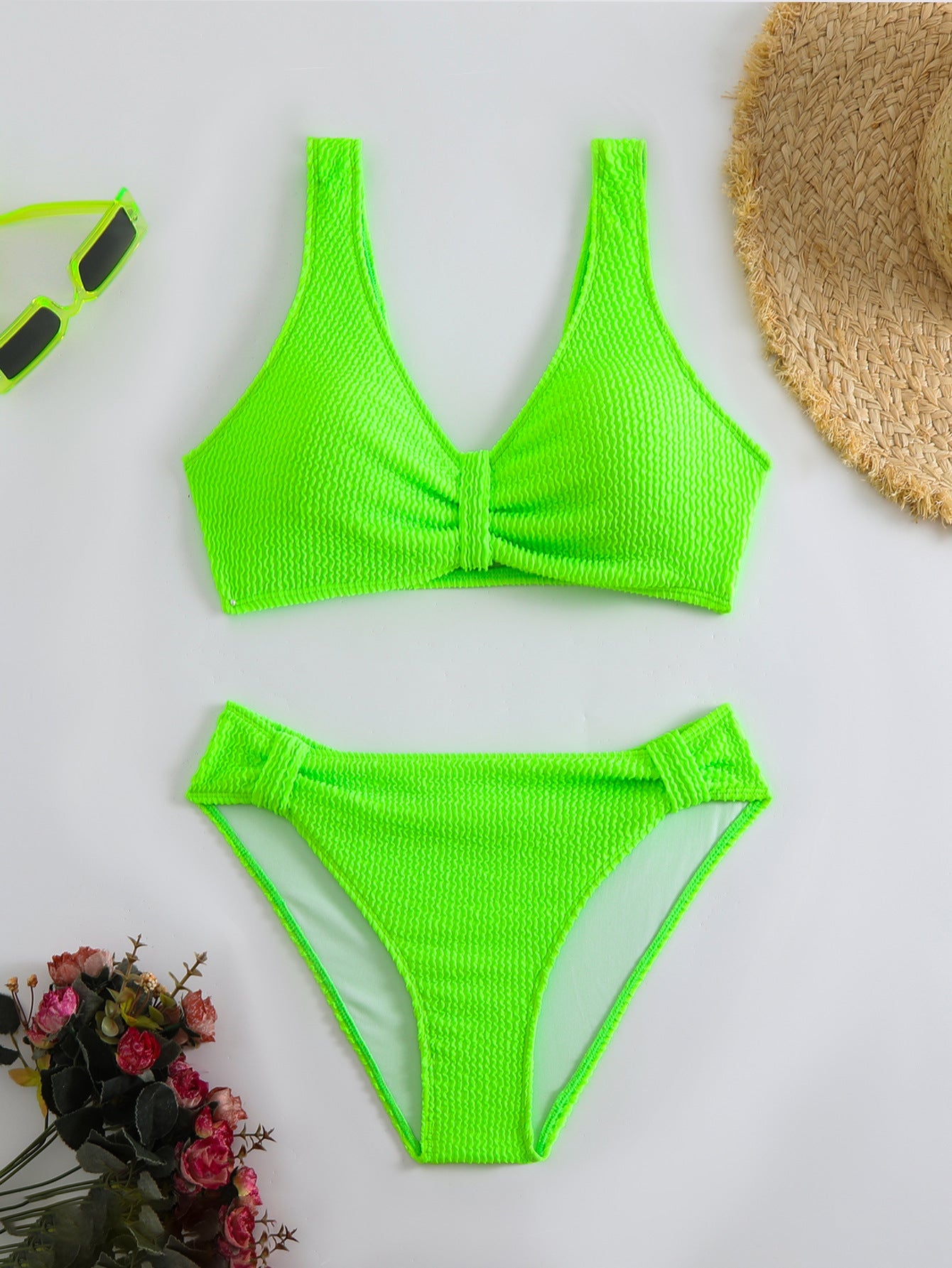 Modischer, geformter Bikini mit hohem Beinausschnitt für Damen