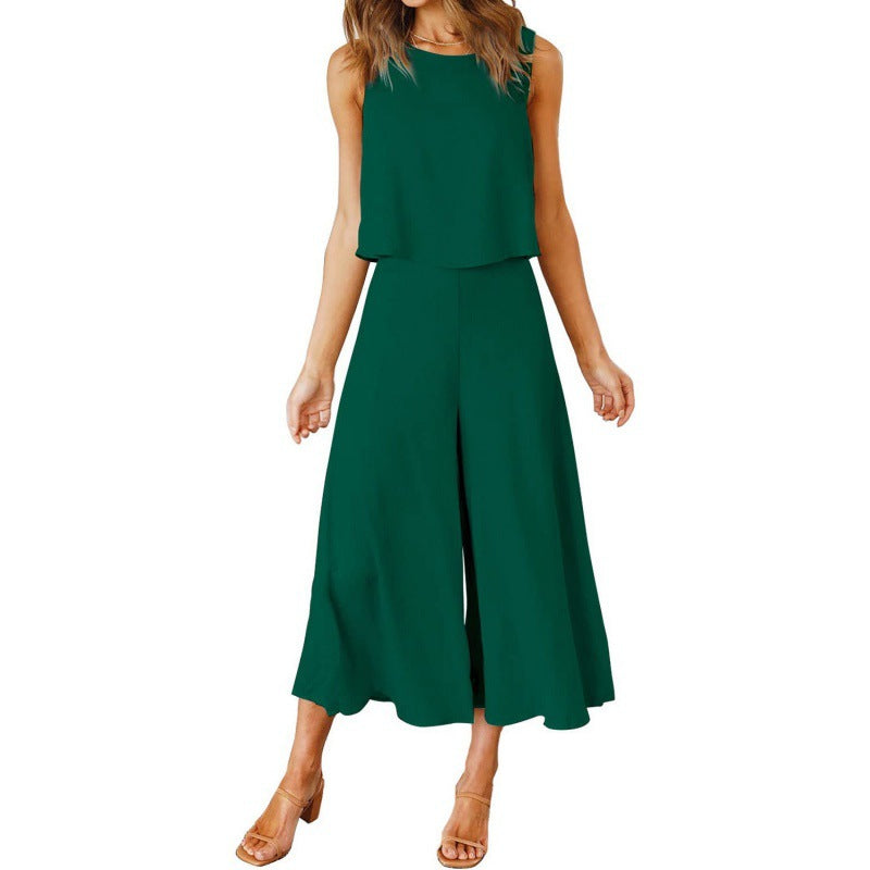 Damen Jumpsuit mit fließendem Schnitt und weitem Bein ModeGeist
