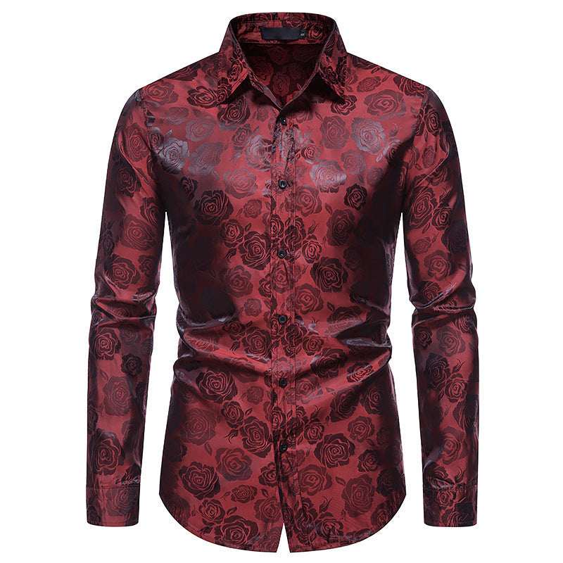 Herren Hemd mit floralen Prägungen und elegantem Glanz ModeGeist