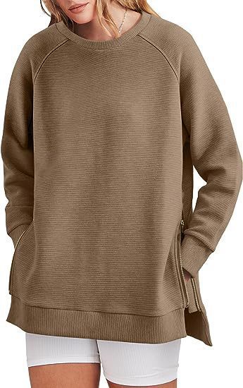 Damen lässiger Sweatshirt mit Seitentaschen und Reißverschluss ModeGeist