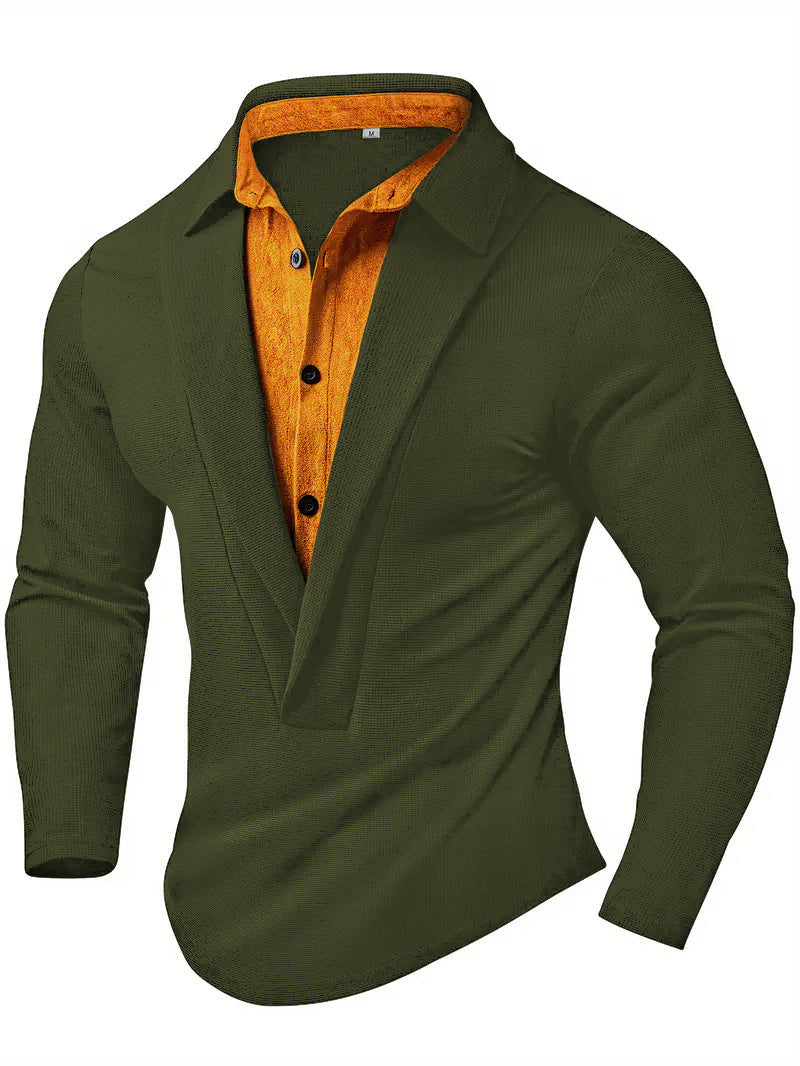 Herren Elegantes Langarmhemd mit modernem Kragen und texturiertem Design ModeGeist