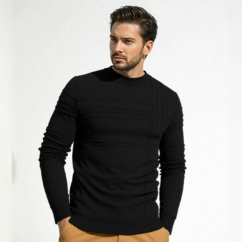 Herren Pullover mit modernem Strukturdesign und hohem Kragen ModeGeist