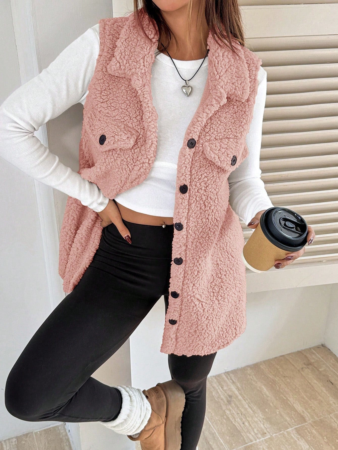 Damen Teddy-Weste mit Taschen ModeGeist