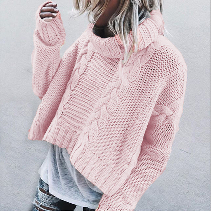 Damen Grobstrickpullover mit voluminösem Rollkragen und Zopfmuster ModeGeist
