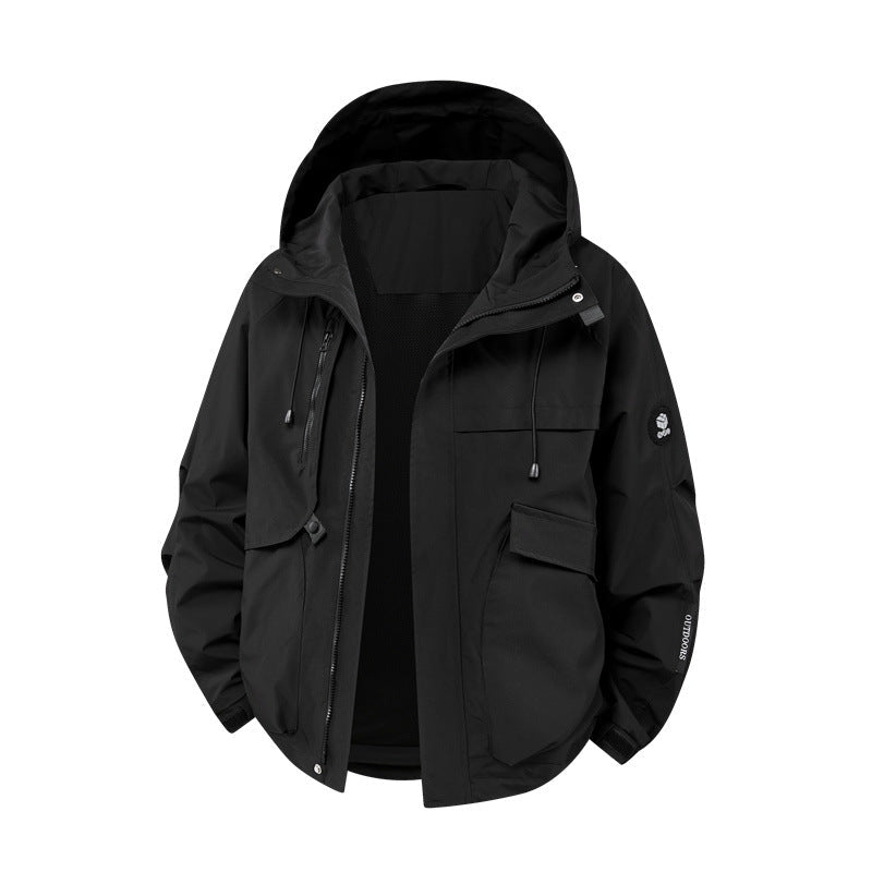 Herren technische Outdoor-Jacke mit Material und zahlreichen Reißverschlusstaschen ModeGeist