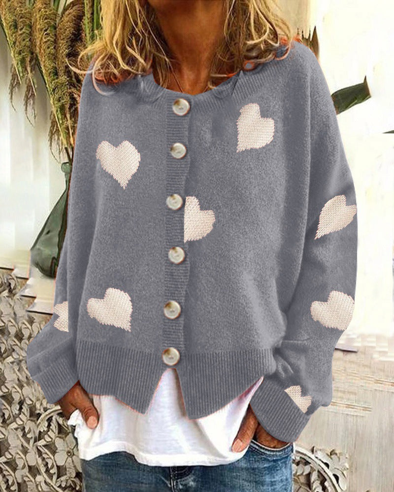 Damen kuschelige Strickjacke mit Herzmotiv ModeGeist