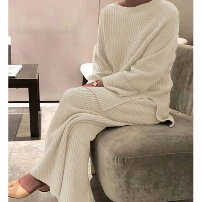 Damen gemütlicher Strickanzug im modernen Rippdesign ModeGeist