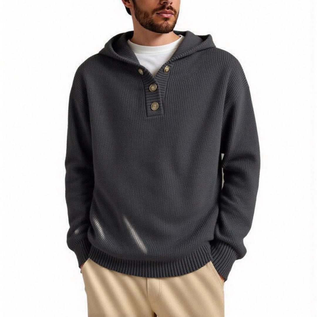 Herren Kapuzenpullover mit strukturiertem Zopfmuster ModeGeist