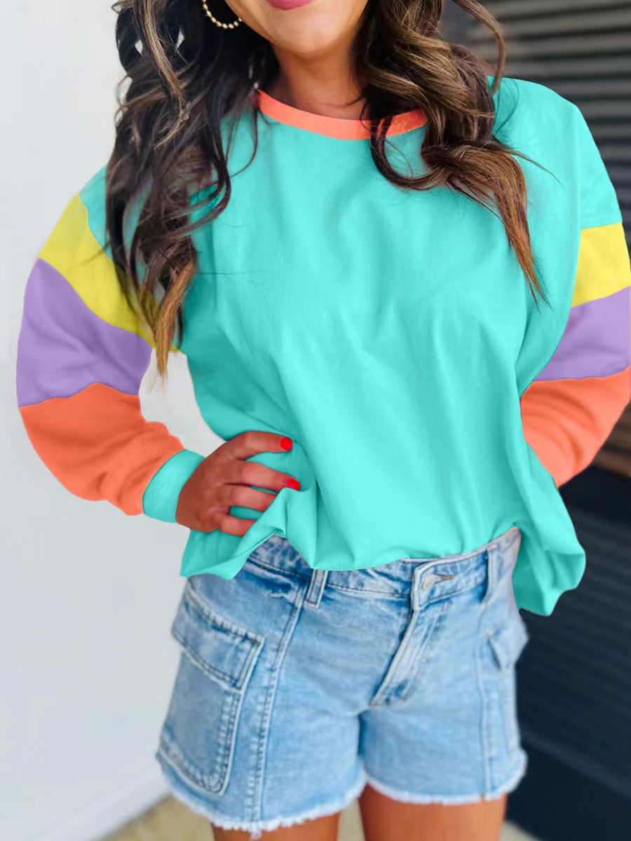 Damen lässiger Sweatshirt mit kontrastierenden Ärmeln ModeGeist