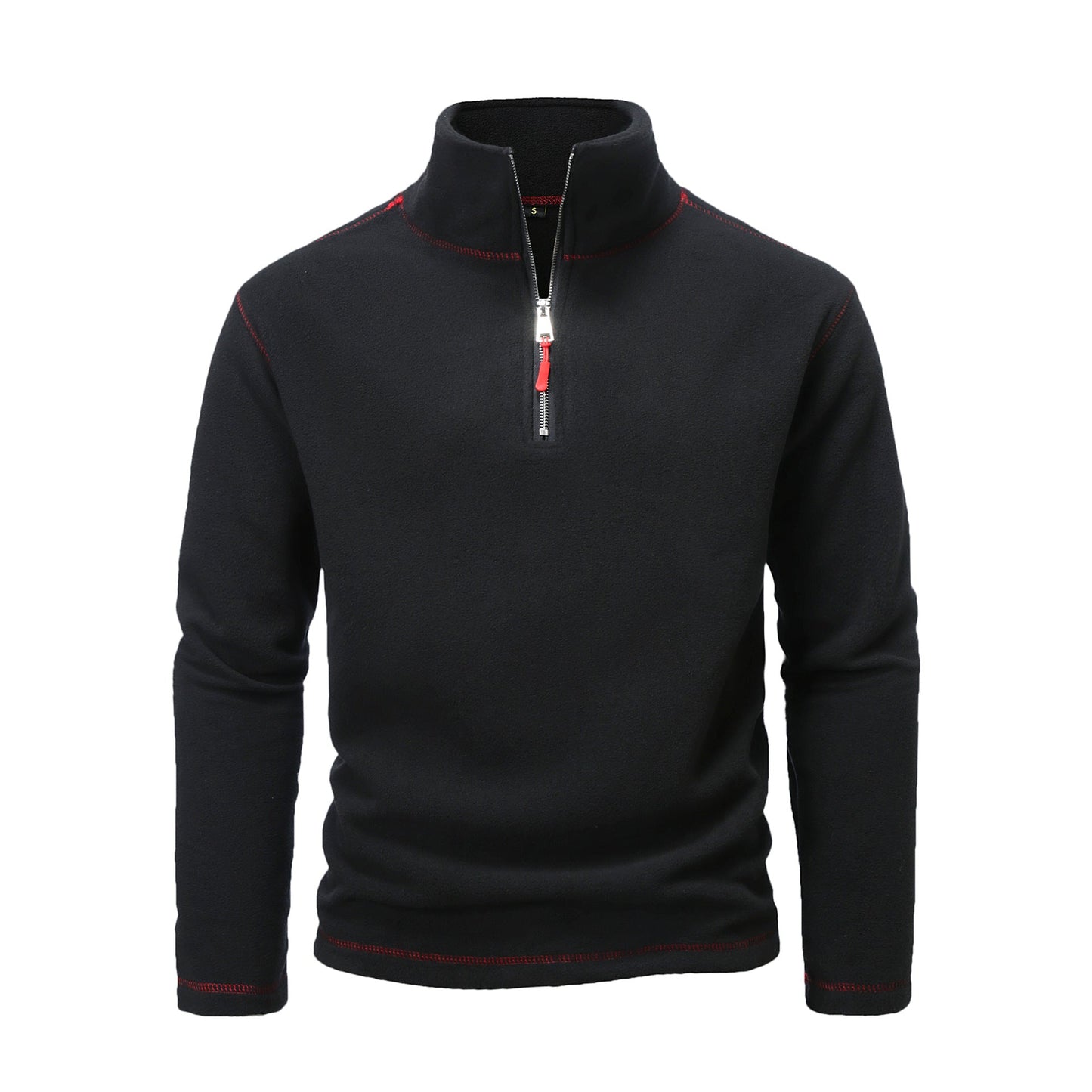 Herren Fleecepullover mit hohem Kragen und halbem Reißverschluss ModeGeist