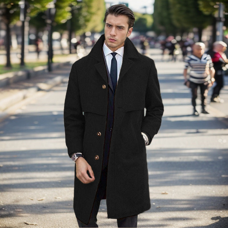 Herren eleganter Wollmantel mit doppelter Knopfleiste und modernem Design ModeGeist