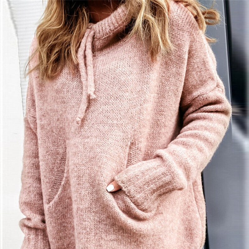 Damen lässiger Pullover mit Kapuze und strukturiertem Gewebe ModeGeist