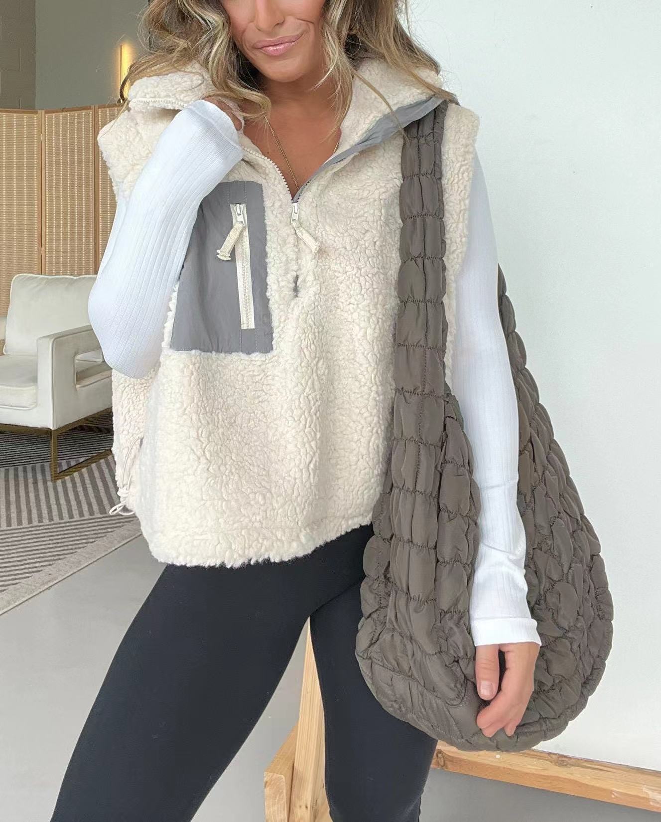 Damen gemütliche Fleece-Weste mit praktischem Reißverschluss ModeGeist