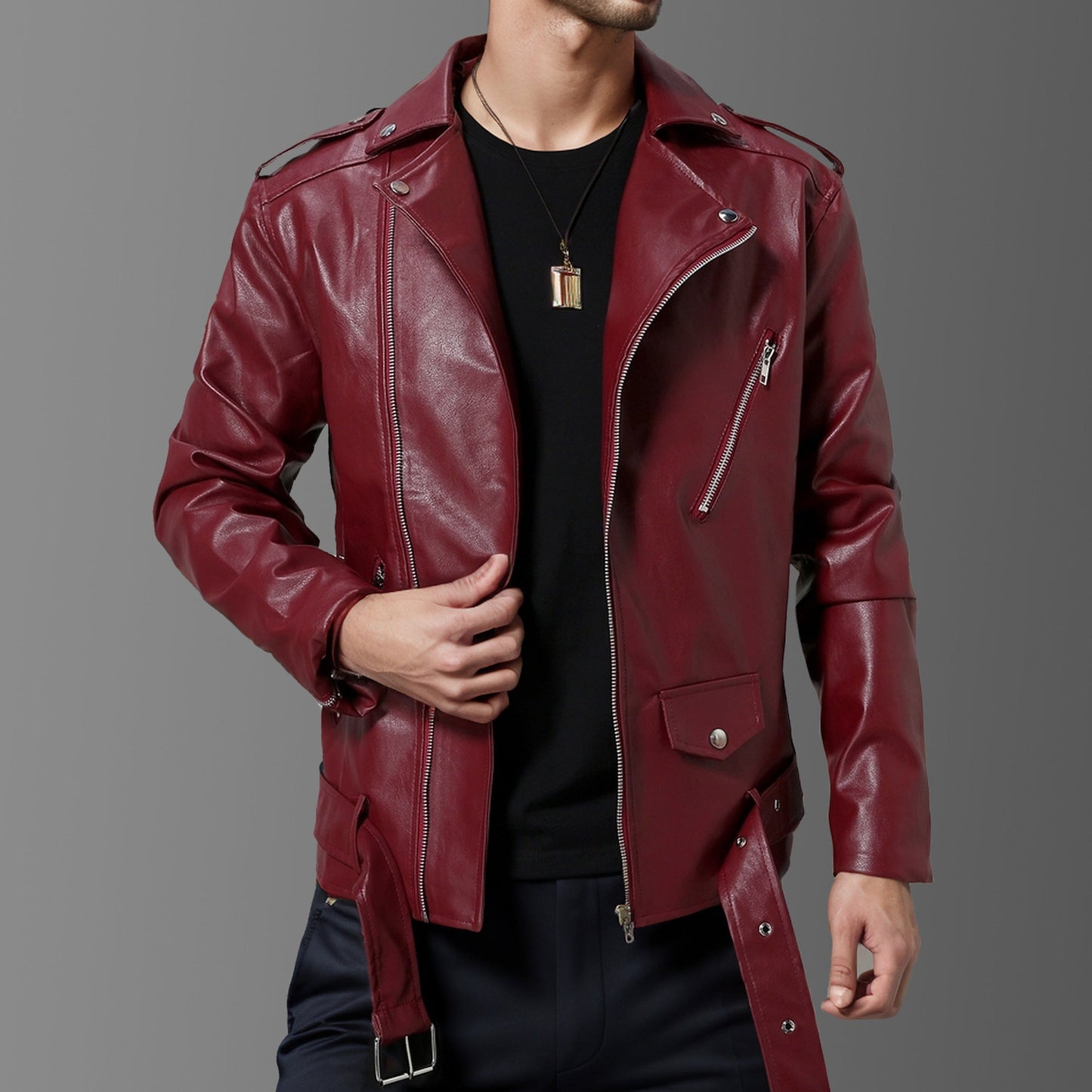 Herren stilvolle Bikerjacke aus hochwertigem Echt ModeGeist