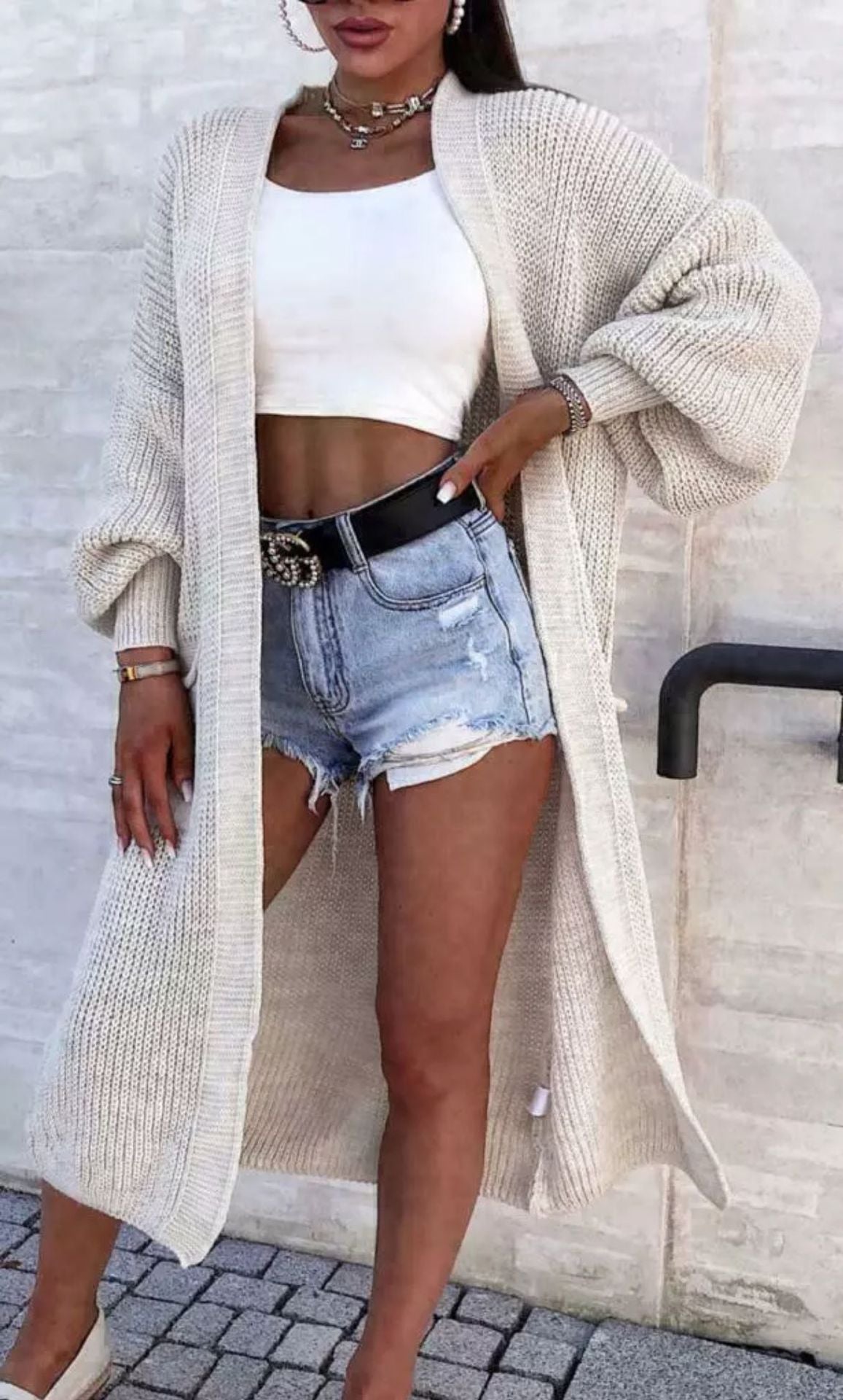 Damen Strickmantel mit weitem Schnitt und tiefen Taschen ModeGeist