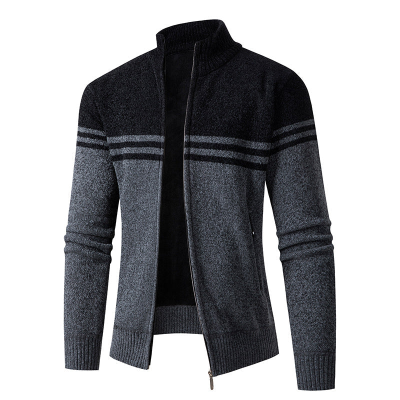 Herren Strickjacke mit modernem Zipper und sportlichem Streifenmuster ModeGeist